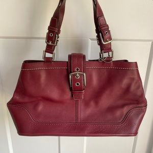 COACH Hampton Burgundy Leather Carryall Satchel